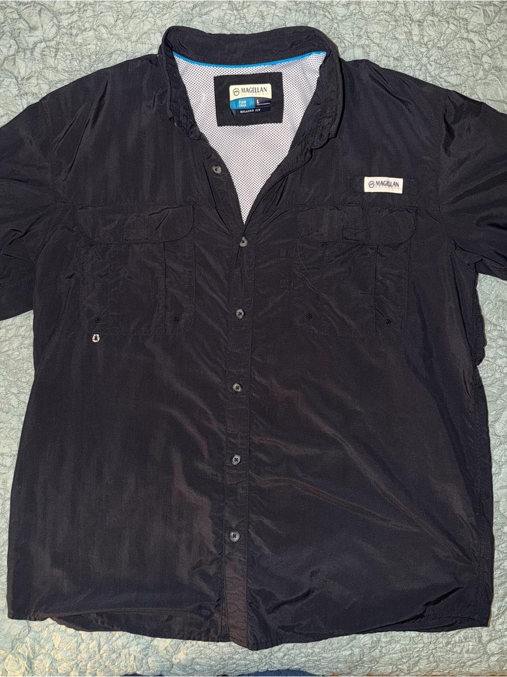 Magellan Outdoors Men’s Black Short-Sleeve Button-Up Fishing Shirt